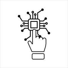 Artificial Intelligence icon, Processor with artificial intelligence AI, sign, logo in the circuit icon vector illustration