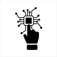 Artificial Intelligence icon, Processor with artificial intelligence AI, sign, logo in the circuit icon vector illustration