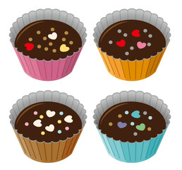 タイトル	バレンタインデーの手作りチョコレートのイラストレーション。