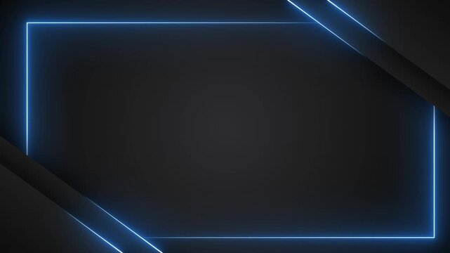 Dark metal frame with blue neon border