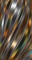 Abstract shimmering metal waves of gold and silver background design