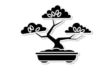 園芸趣味を表す盆栽アイコンイラスト