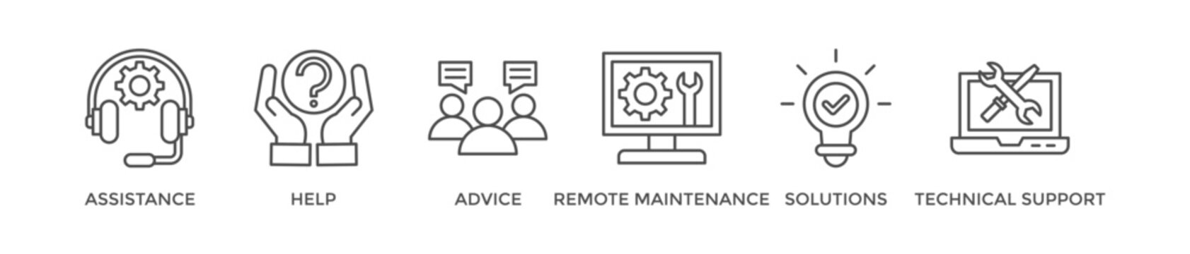 IT Expert banner web icon vector illustration concept with icon of assistance, help, advice, remote maintenance, solutions and technical support