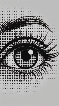 Pop Art Eye Animation - A Dynamic Close-Up of a Womans Eye Opening and Closing in Comic Book Style.