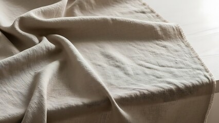 Textured soft natural fabric draping gracefully on a surface