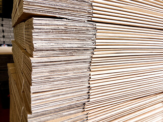 corrugated box, texture carton box, new production layout neatly arranged as catalog design, corrugated cardboard box background, cardboard layer