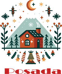 Fototapeta premium spanish christmas posadalogo vector white background