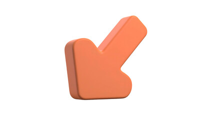 A 3D rendered, orange arrow pointing diagonally downwards against a stark black background