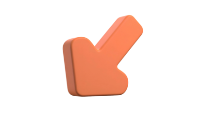 A 3D rendered, orange arrow pointing diagonally downwards against a stark black background
