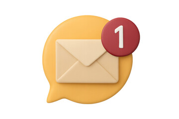 New email notification icon on a speech bubble symbol with unread message counter, showing communication concept
