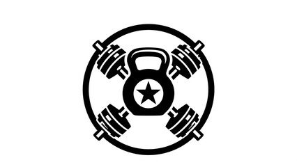 Black and white gym equipment logo