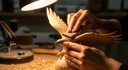 Crafting a Wooden Eagle Sculpture, Refinement Process with Smoothing tool