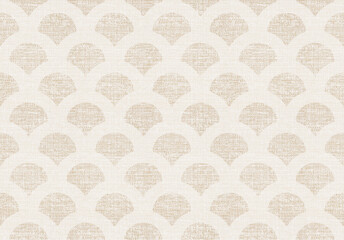 A seamless abstract fabric-style pattern with overlapping semicircle motifs in warm beige tones, resembling woven textile or upholstery material.