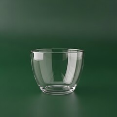 Elegant clear glass bowl isolated on solid color background studio shot