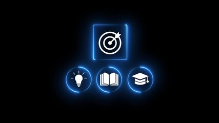 E-library and E-learning Concept, Person with virtual E-Book and target icons for online knowledge Base, Digital library, Access electronic books on Internet. Course education. Webinar technology