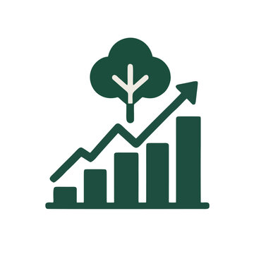 Icon "ESG Investing": A stock chart trending upward, forming the shape of a tree.