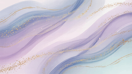 Soft, ethereal watercolor background with wavy patterns and subtle gold accents creating a serene landscape viewed from above