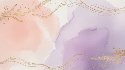 Soft Romantic Watercolor Background with Gold Accents and Floral Elements in a Serene Environment