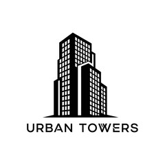 Naklejka premium Modern Urban Towers Building Silhouette Logo Design Illustration.
