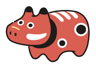 かわいい赤べこのイラスト