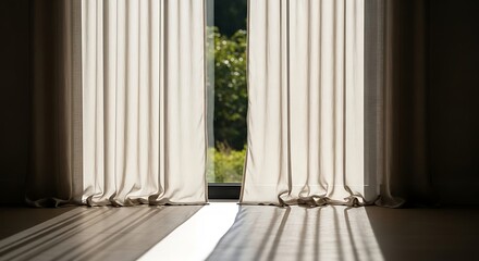Sunlight Through Curtains Creates an Atmosphere of Tranquility and Peace