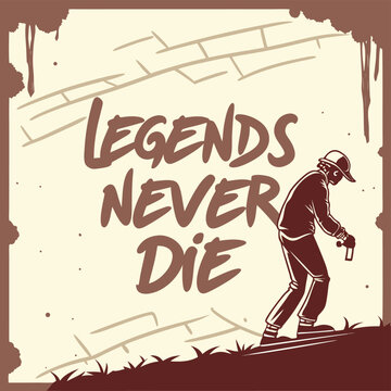 Legends Never Die: An illustration capturing an atmosphere of perseverance and undying spirit. A lone figure navigates a rough path with determination, symbolizing enduring legacy.