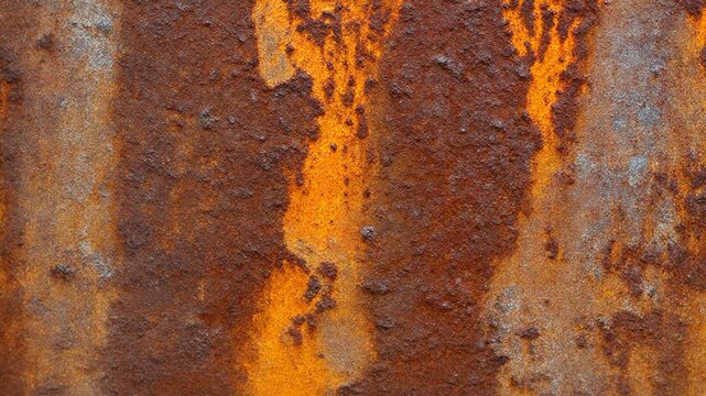Extreme rust texture background with vibrant orange corrosion pattern.