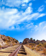 Railway running through the desert in California