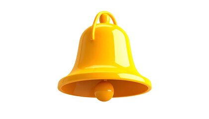 A vibrant, glossy yellow bell, suspended against a stark black backdrop