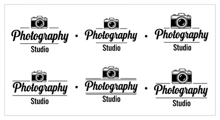 Photography Studio Logos Collection with Vintage Camera Icons.