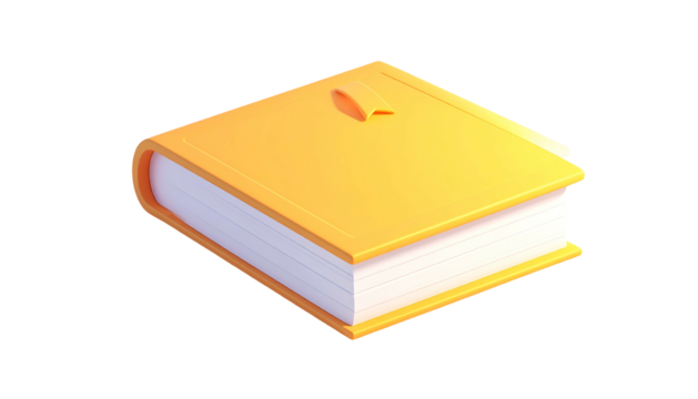 A yellow, closed book with a bookmark, lit with soft, angled light on a dark backdrop - Powered by Adobe