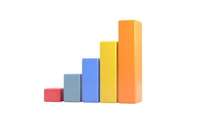 3D-rendered, colorful bar graph depicting increasing data values against a black background