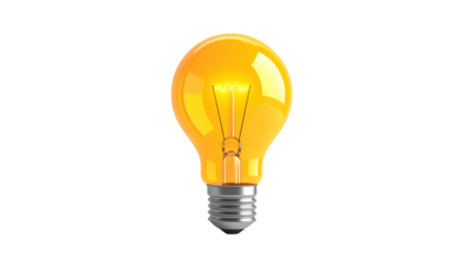 Illuminated incandescent light bulb against a black background, glowing with warm light