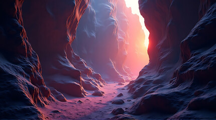 Mysterious Cave Entrance with Vibrant Light