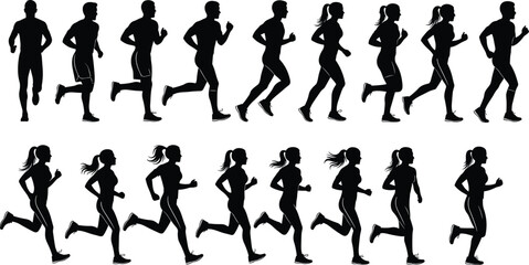 running, jogging, athlete, fitness, sport, exercise, runner, training, motion, marathon, silhouette, workout, health, speed, activity