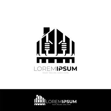 dark and scary prison logo, prison logo with iron bars