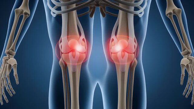 Human Skeletal Anatomy Showing Knee Joint Pain Inflammation And Arthritic Condition Medical Illustration