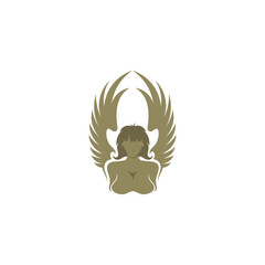 sexy woman logo with two wings behind, angel logo