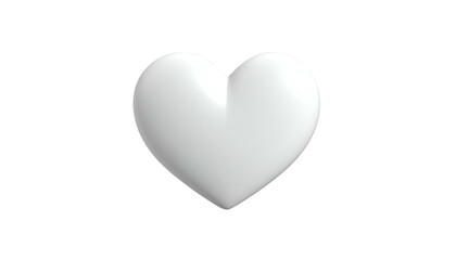 A smooth, white heart with a subtle gradient on a pure black background