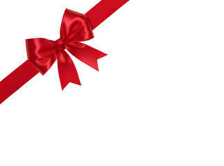 Red Bow Ribbon PNG Isolated on Transparent Background with Clipping Path, Red Bow Ribbon Clipart Isolated with Clipping Path for Design Elements