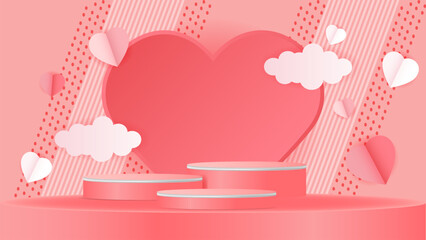 valentine pink podium love background