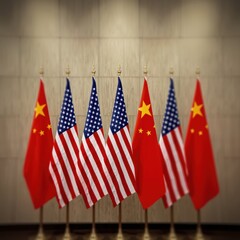 United states and china flags display
