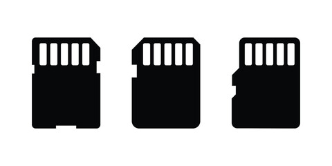 black minimalist silhouette memory card icon