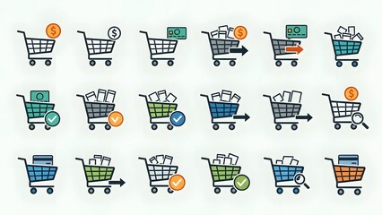 shopping cart icon set