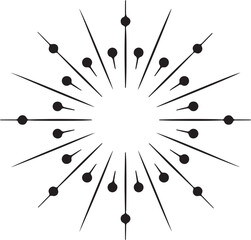 Black sunburst design element on transparent background, vintage style rays for badge, emblem, vector illustration