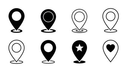 set of vector icons with map pointers