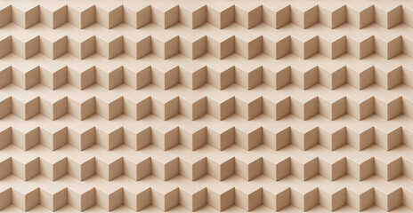 A seamless abstract 3D geometric background featuring repeating beige zigzag cube blocks with soft shadows and a minimalist modern architectural look.