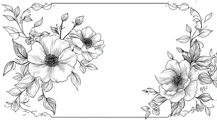 Foto auf Acrylglas Waldtiere Cute Coloring Page Art Black and white line drawing illustration with flowers frames and forest animals for kids coloring activity relaxing creative learning imagination education and playful artistic  © meesuk76