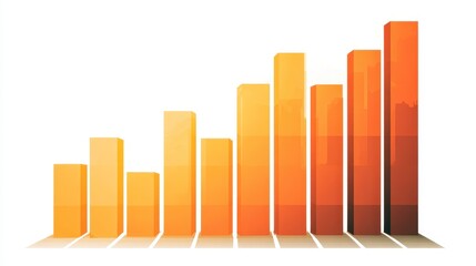 Ascending colored bar graph in an abstract style, representing growth and upward trends on a clean white backdrop