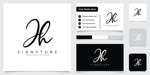 Initial JH or HJ handwriting logo template
